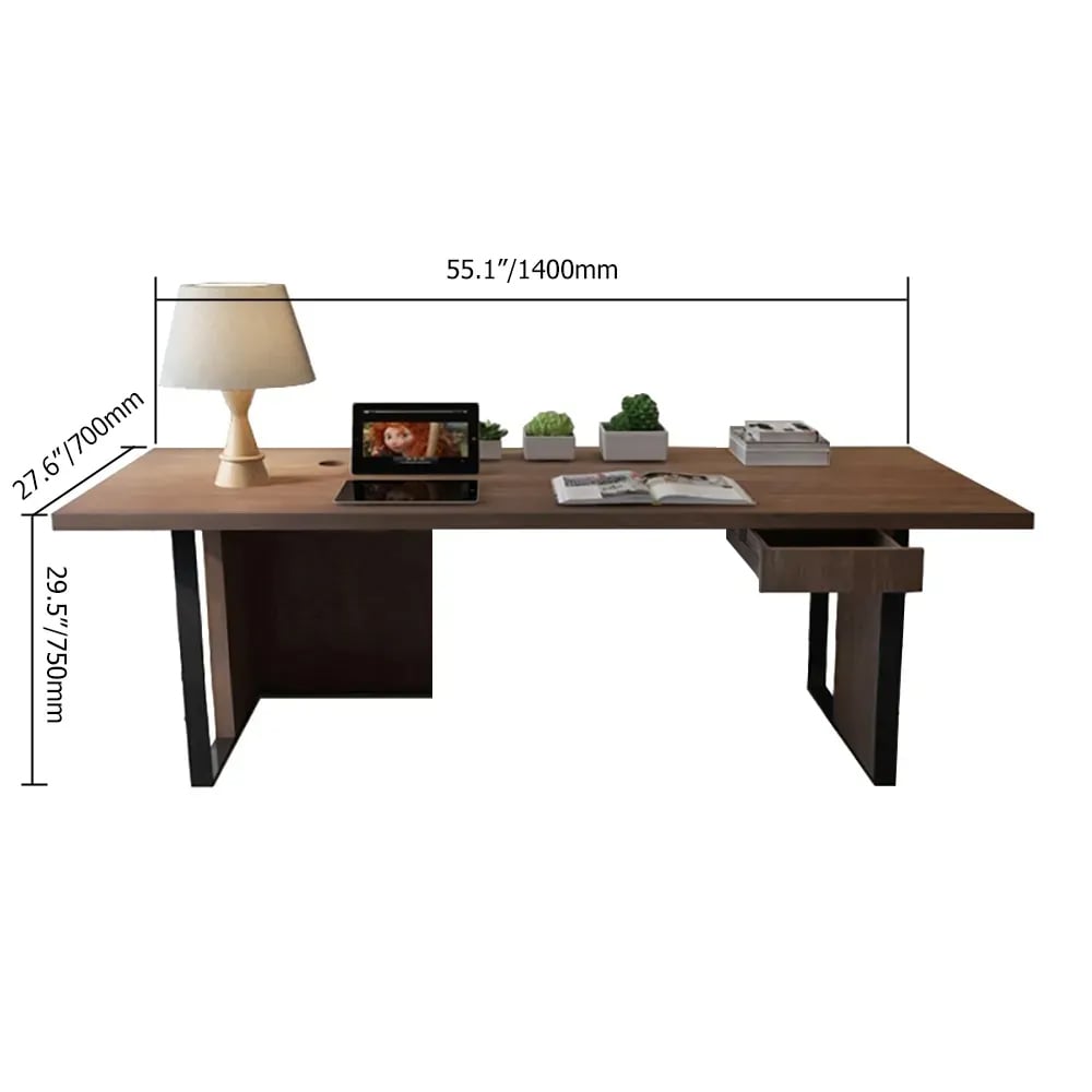 HMR Rectangular Computer Desk with Drawer - Natural