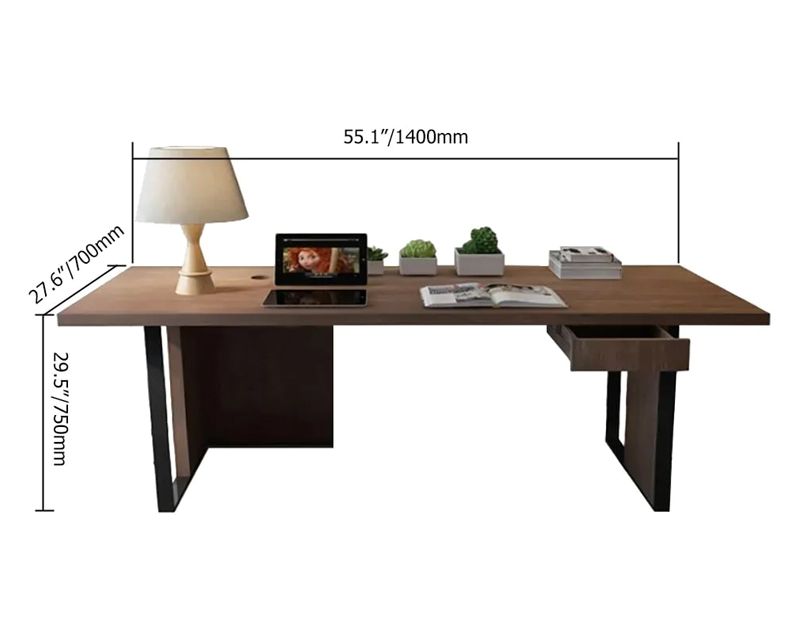 HMR Rectangular Computer Desk with Drawer - Natural