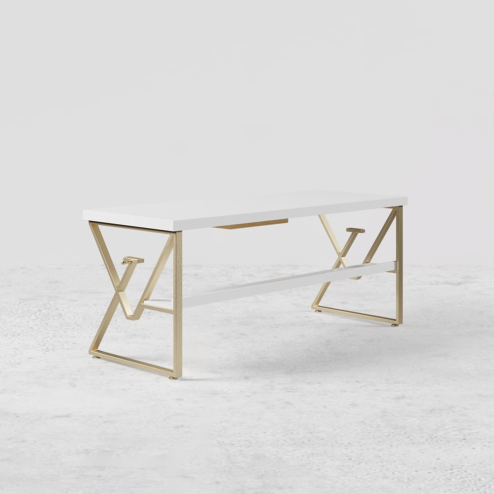 HMR Modern 47" Writing Desk with Drawer & Shelf - White