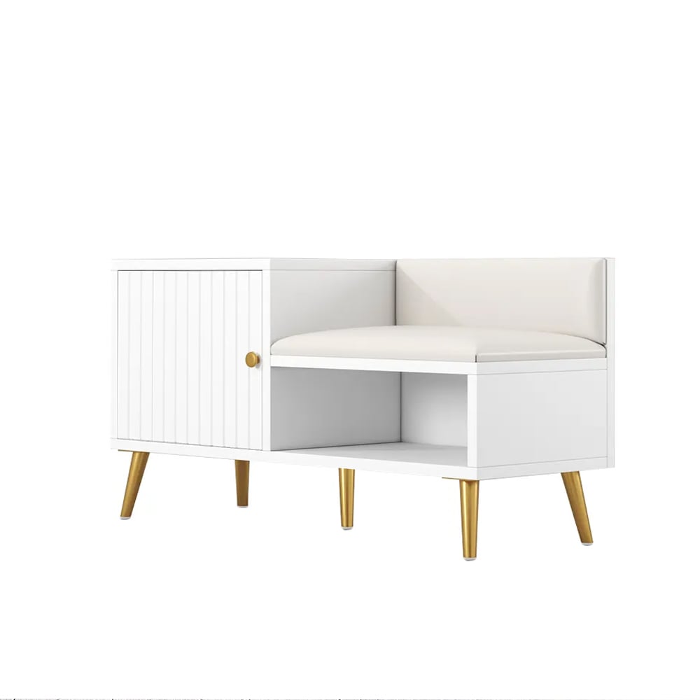 HMR Yellar Series Modern 39" Shoe Rack Bench - White