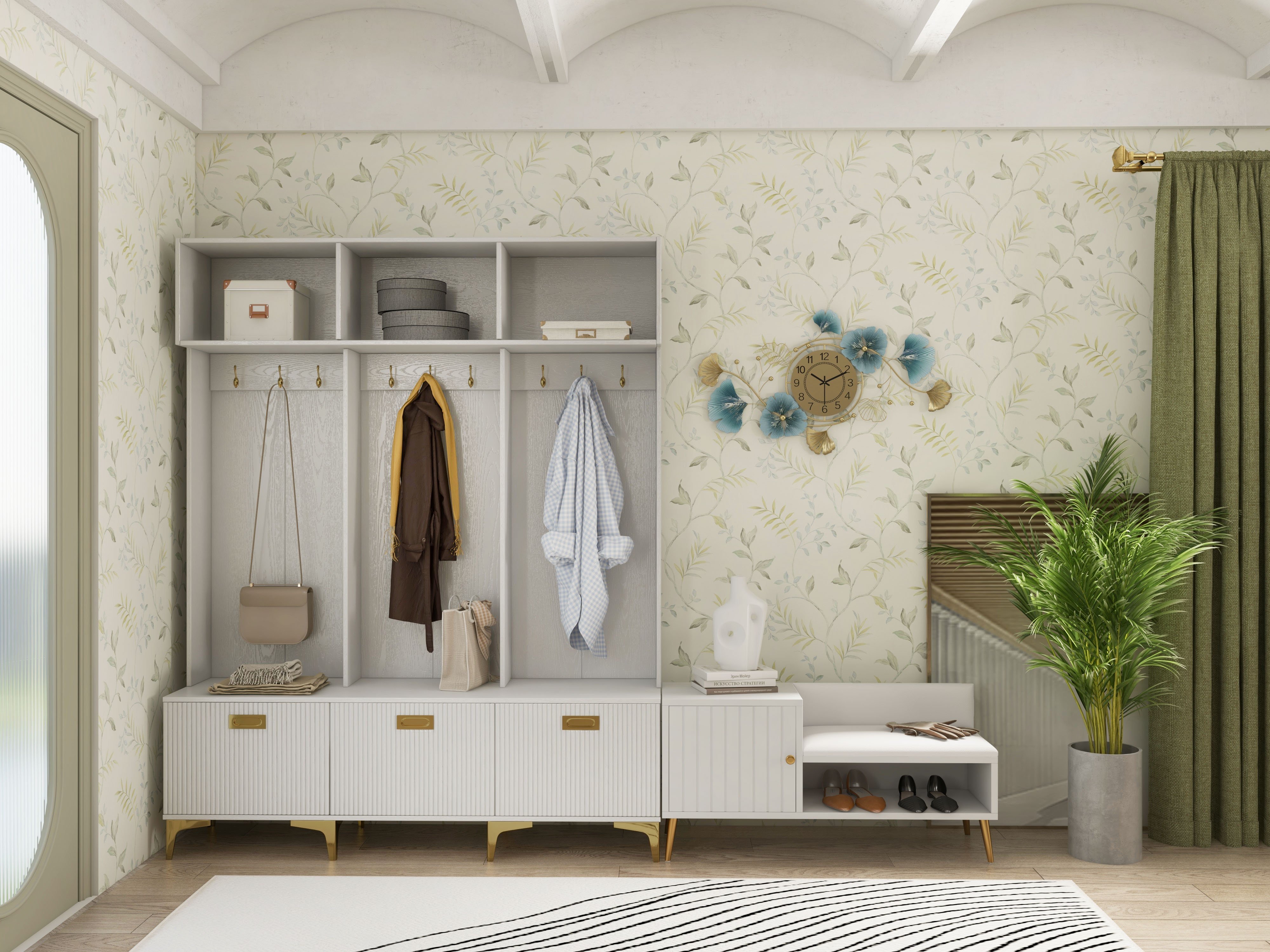 HMR Yellar Series Modern 39" Shoe Rack Bench - White