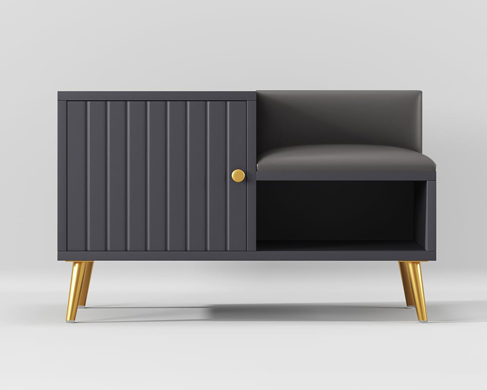 HMR Yellar Series Modern 39" Shoe Rack Bench - Gray