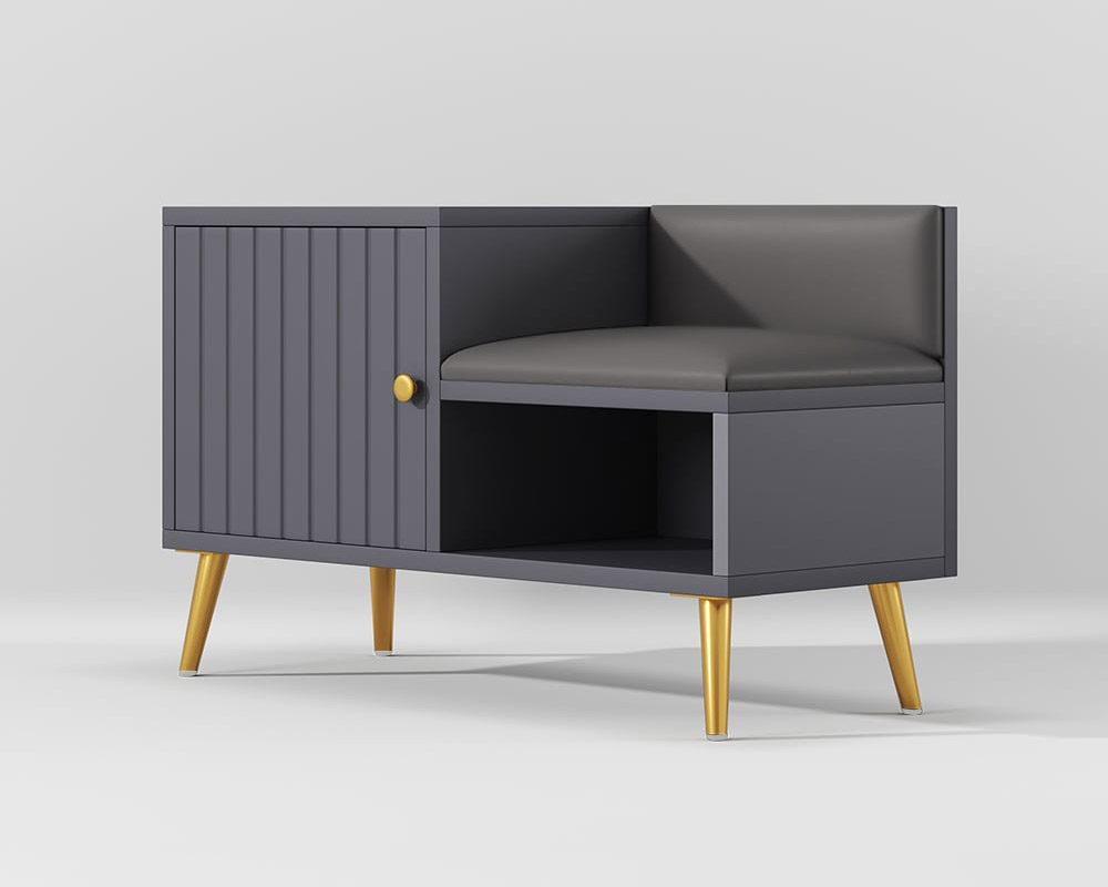 HMR Yellar Series Modern 39" Shoe Rack Bench - Gray