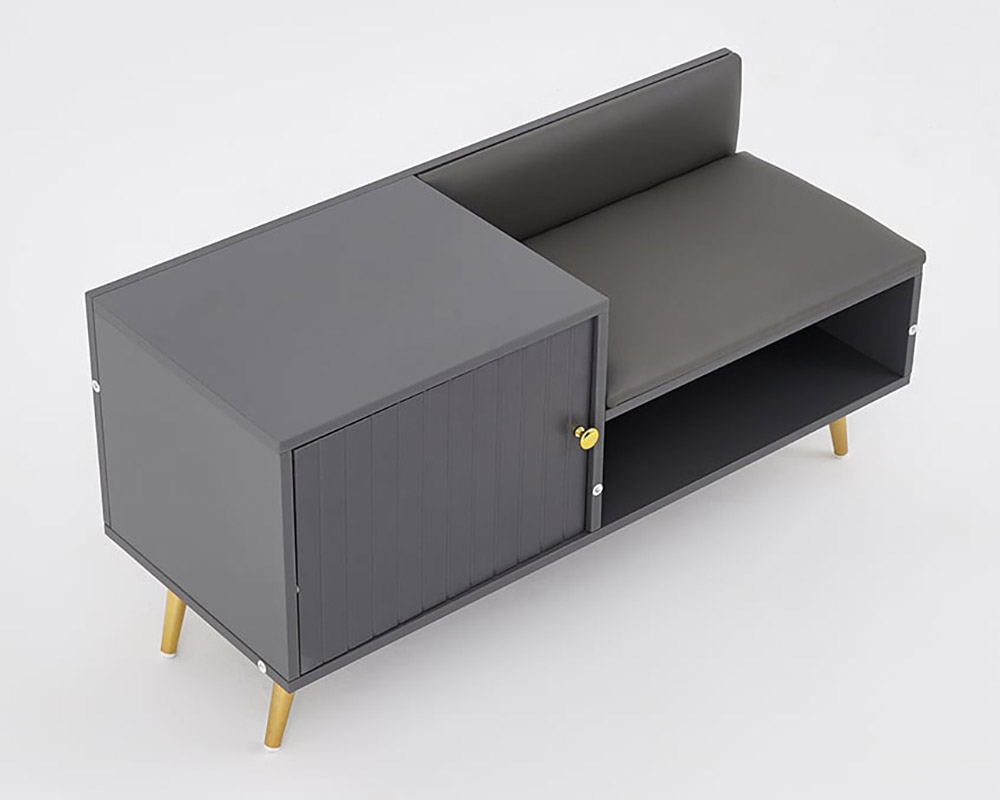 HMR Yellar Series Modern 39" Shoe Rack Bench - Gray