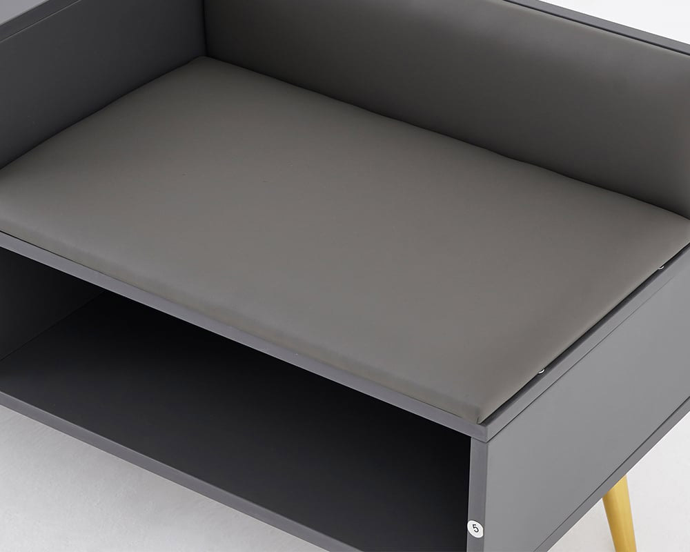 HMR Yellar Series Modern 39" Shoe Rack Bench - Gray