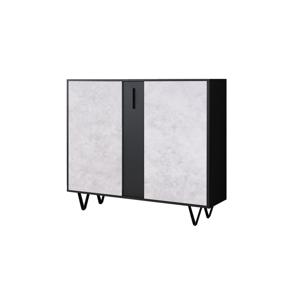 HMR - Modern Shoe Organizer with Doors and Drawer in Large in 47.2"W