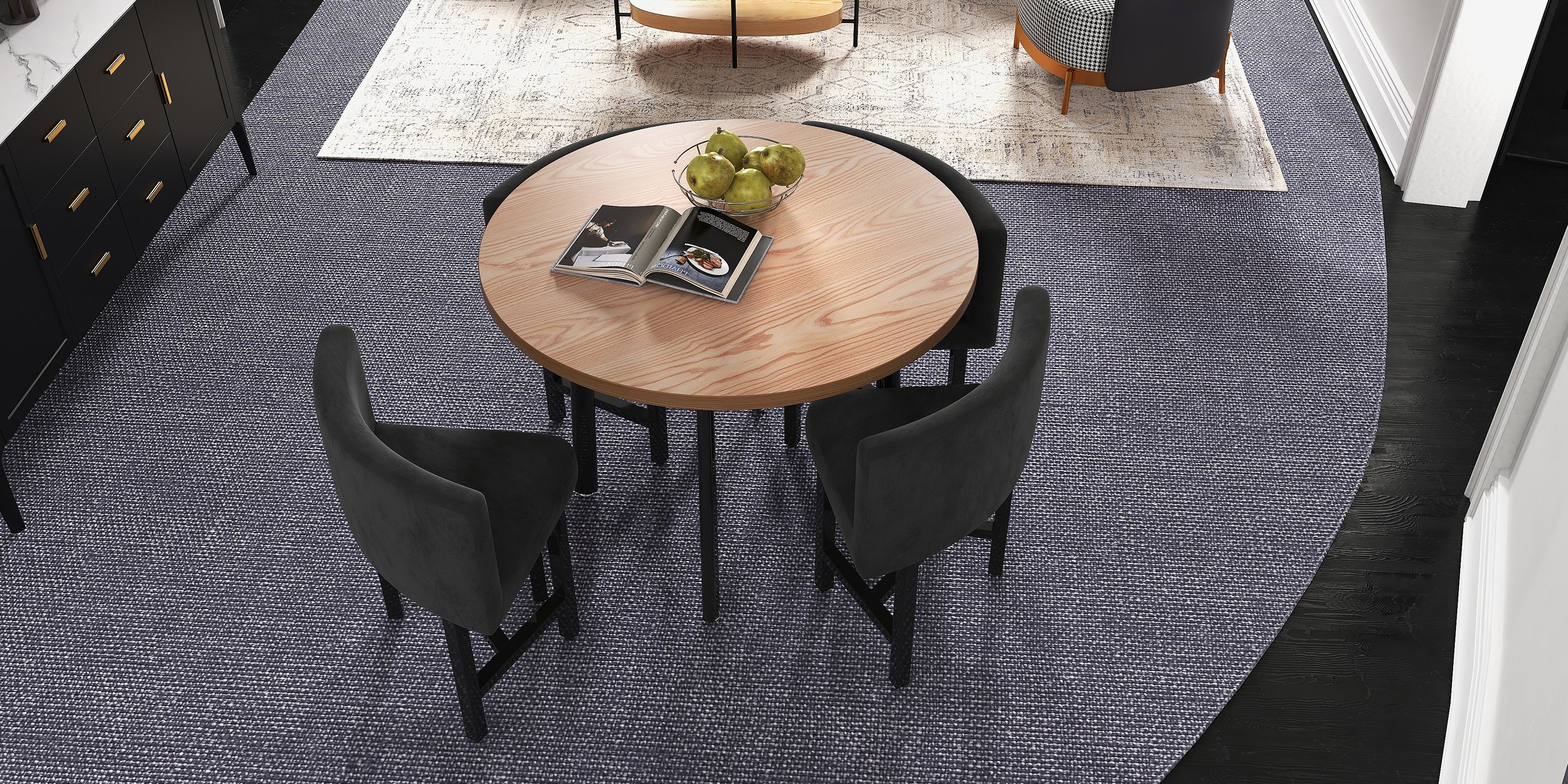 HMR Dining Set 39.4" Modern Round Wood Dining Table with 4 Chairs - Gray/Natural