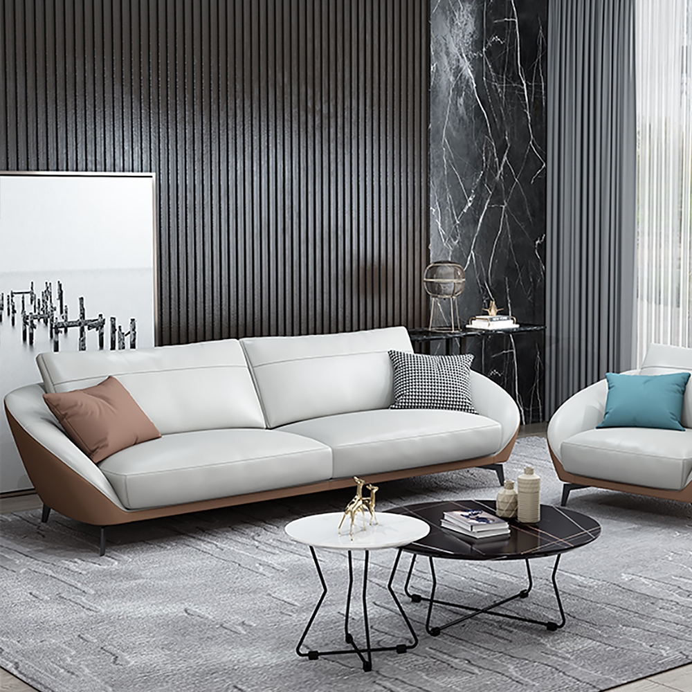 HMR - Leath-Aire Upholstered 3-Seater Sofa in 79"W, White