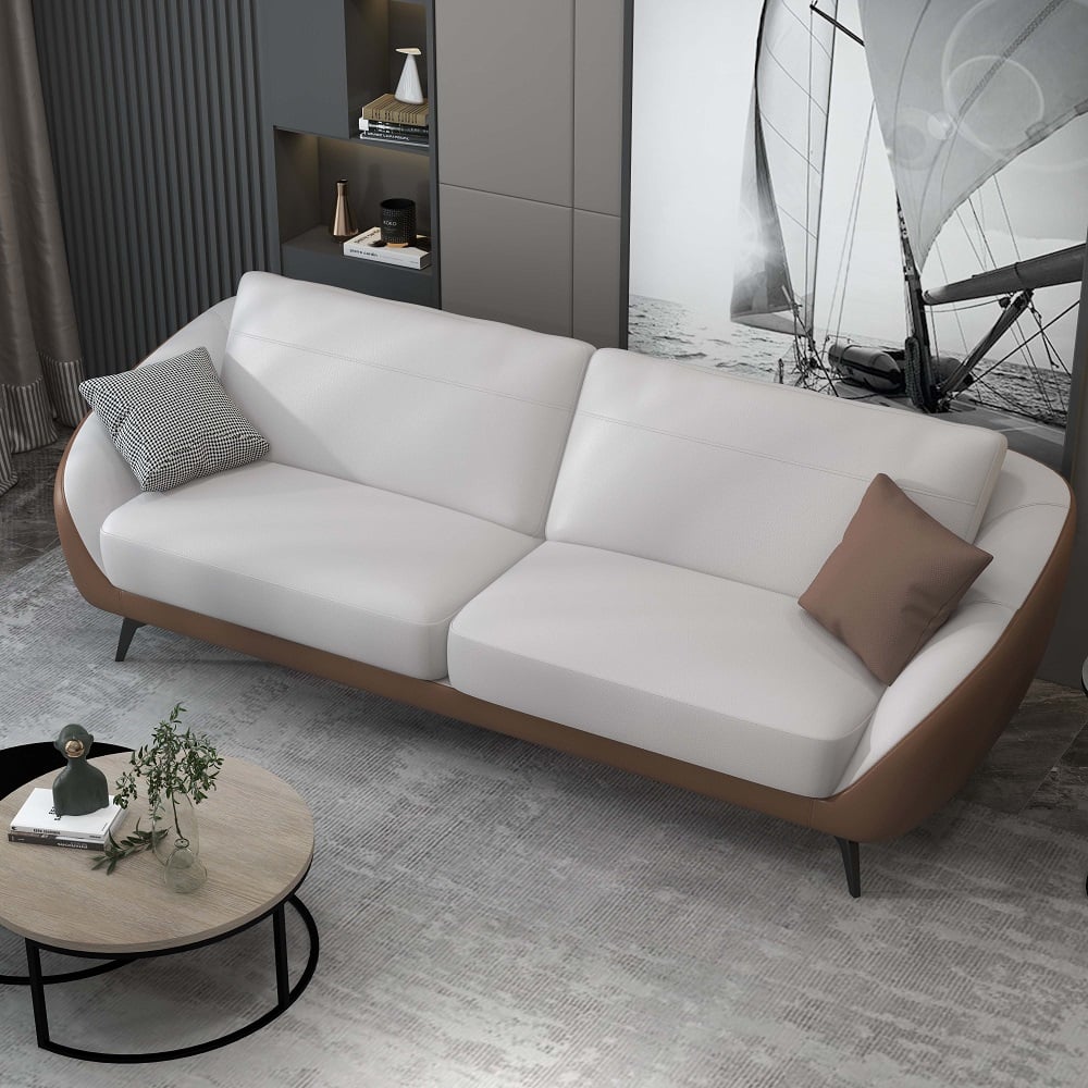 HMR - Leath-Aire Upholstered 3-Seater Sofa in 79"W, White