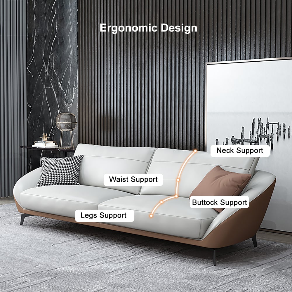 HMR - Leath-Aire Upholstered 3-Seater Sofa in 79"W, White