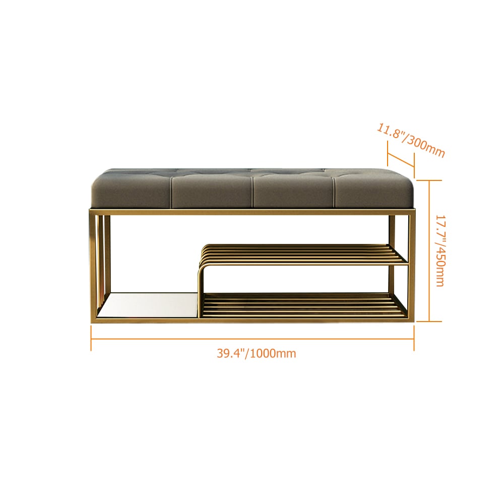 HMR Bench with Velvet Upholstered - Gray