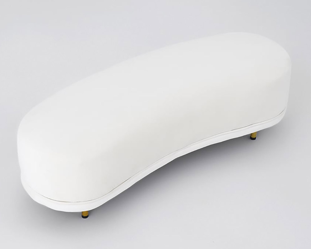 HMR Modern Curved Bench with Velvet Upholstered - White