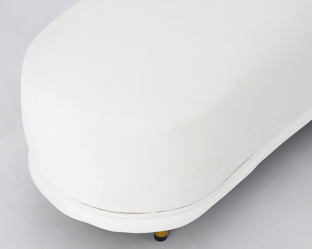 HMR Modern Curved Bench with Velvet Upholstered - White