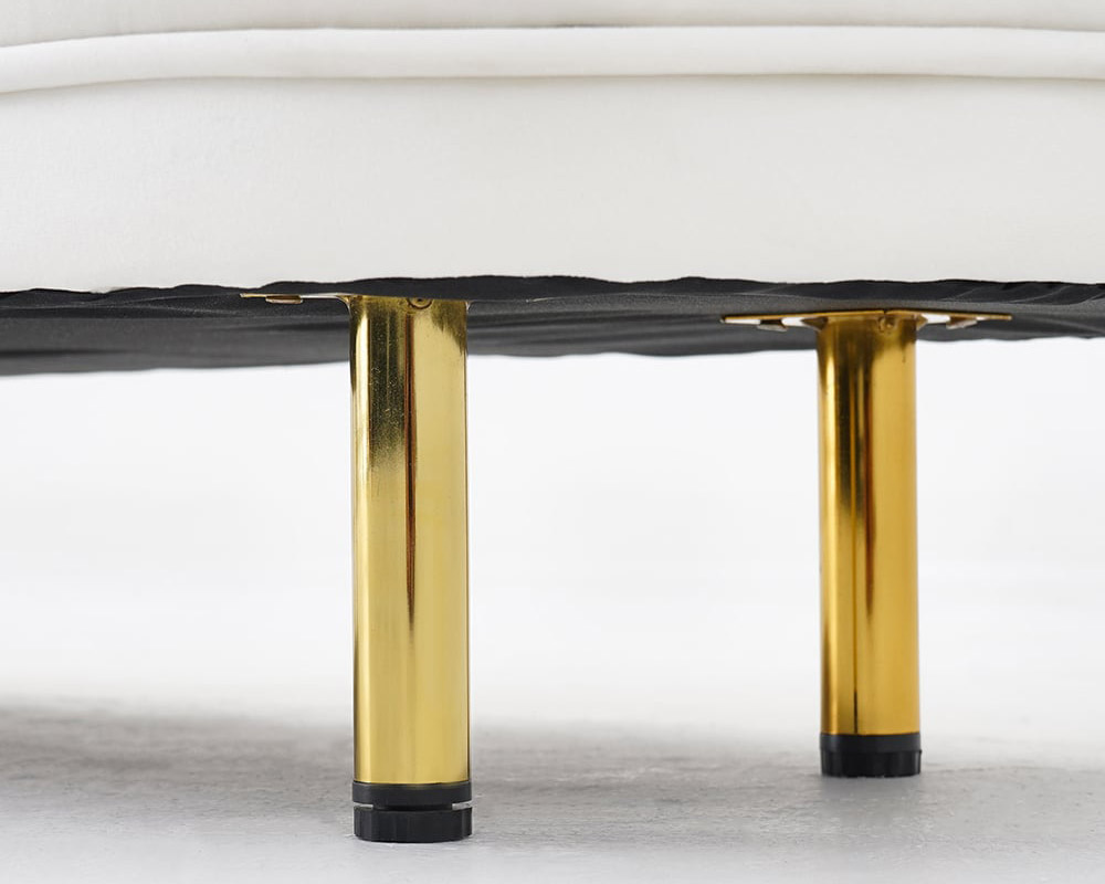 HMR Modern Curved Bench with Velvet Upholstered - White