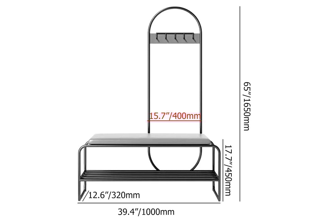 HMR - Mudroom Storage Coat Rack with Bench 39.4" in Gray