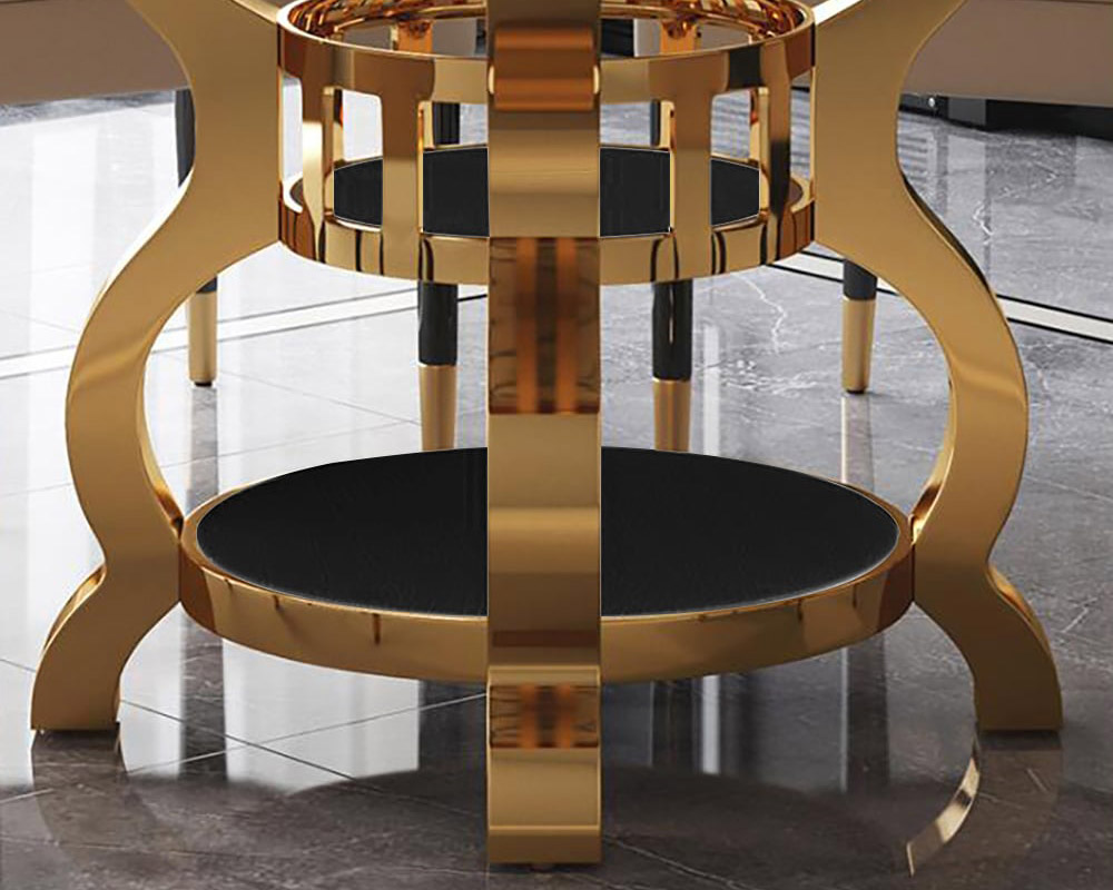 HMR - Round Dining Table with Stainless Steel Pedestal in 51"L, White
