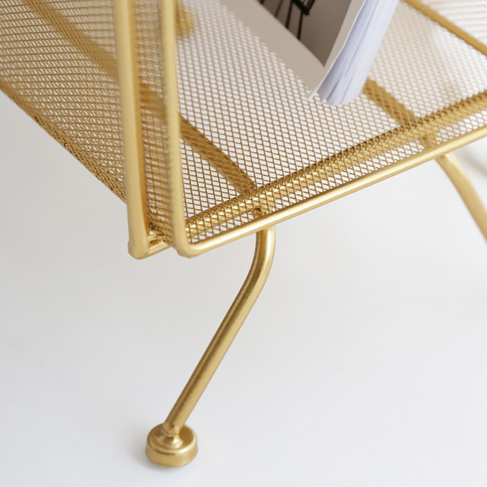HMR - Mid-Century Rectangular 2-Shelf Bookcase in Gold