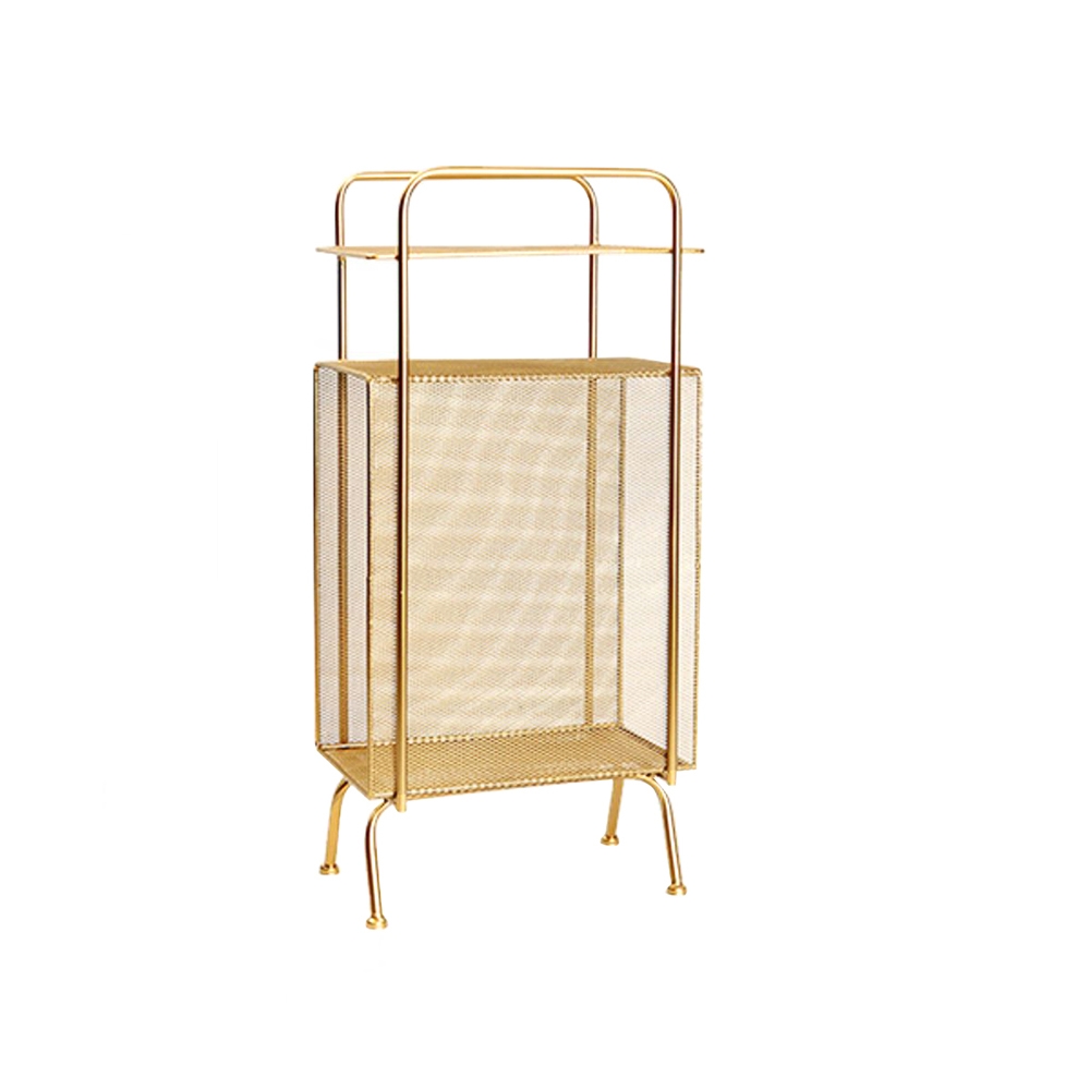 HMR - Mid-Century Rectangular 2-Shelf Bookcase in Gold