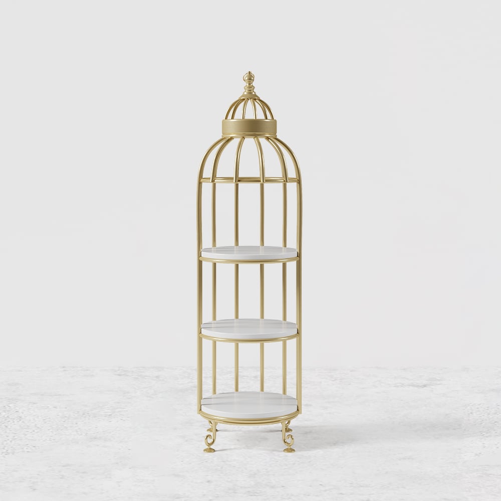 HMR - Bird Cage Shaped Plant Flower Stand in Gold