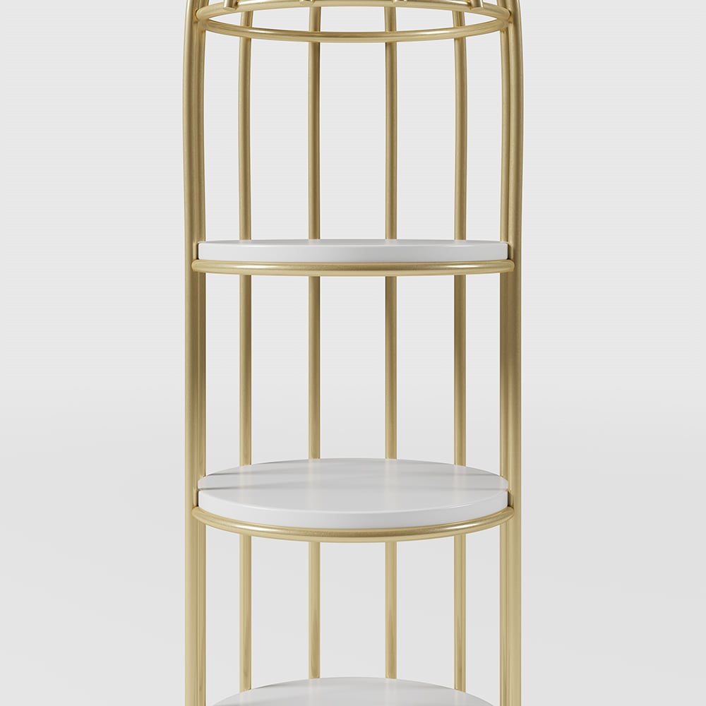 HMR - Bird Cage Shaped Plant Flower Stand in Gold