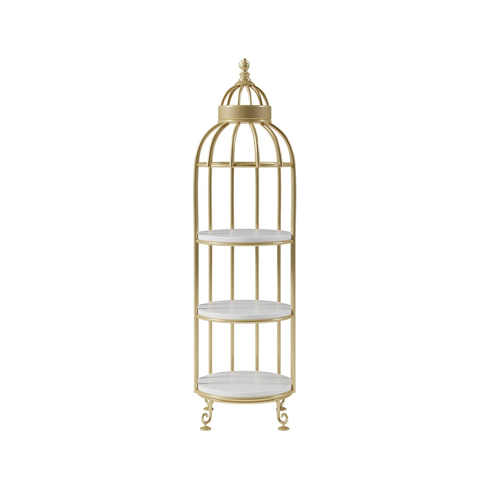 HMR - Bird Cage Shaped Plant Flower Stand in Gold