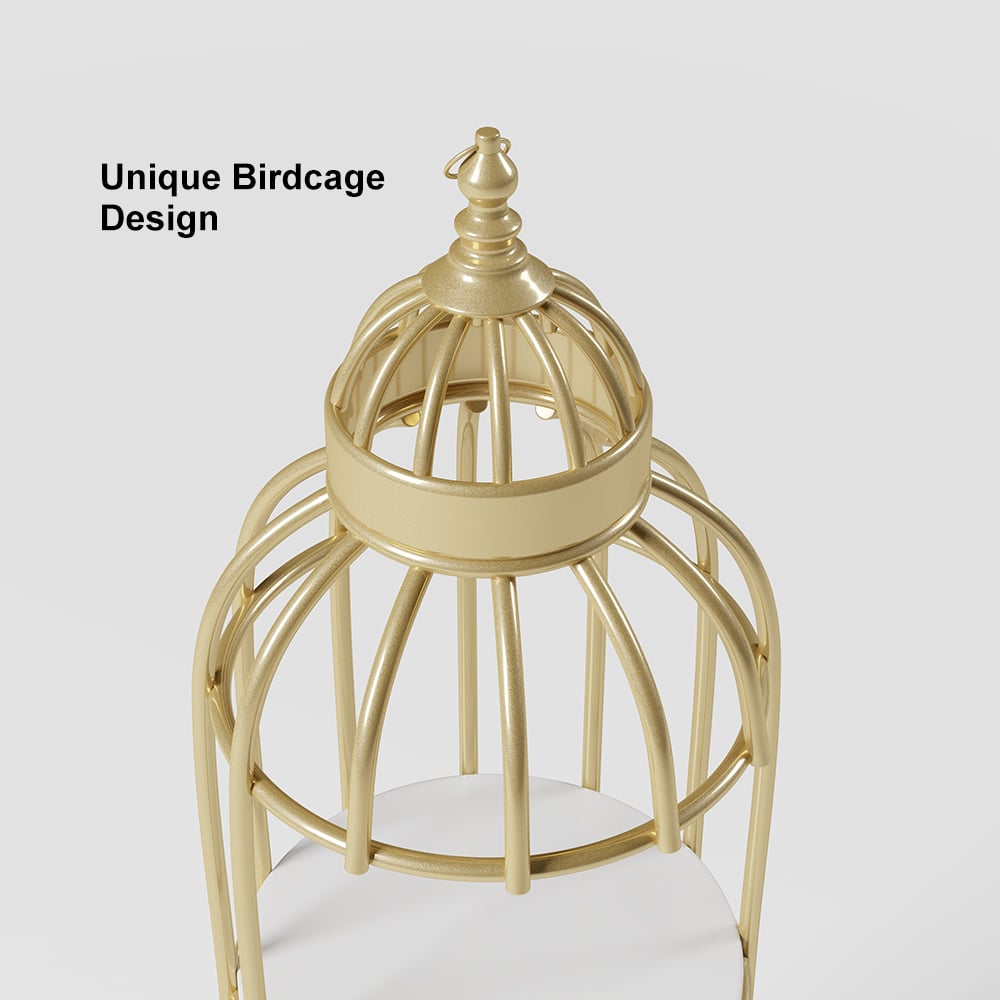 HMR - Bird Cage Shaped Plant Flower Stand in Gold