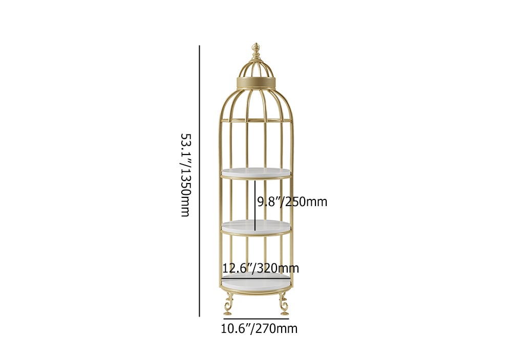HMR - Bird Cage Shaped Plant Flower Stand in Gold