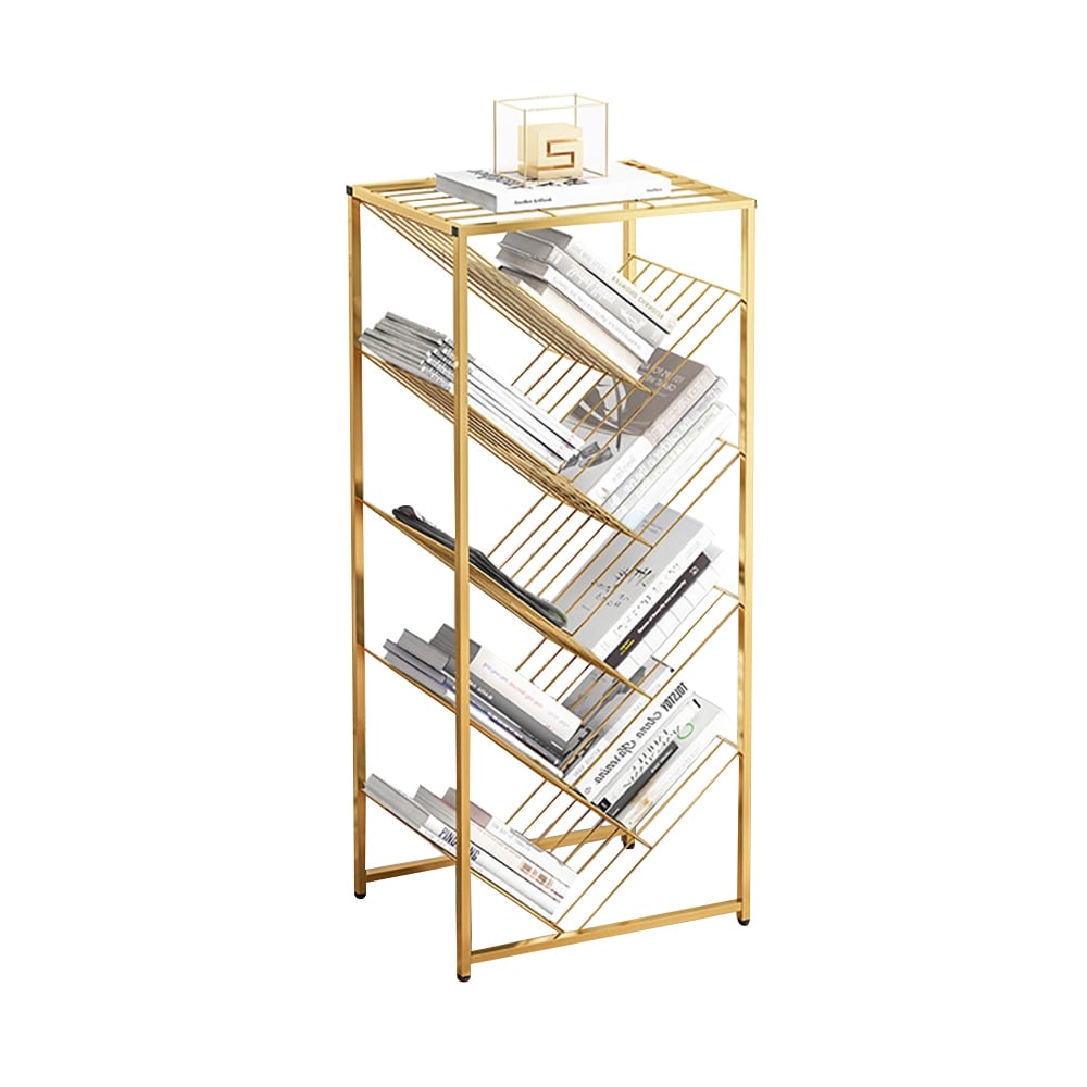 HMR - Mid-Century Rectangular Bookshelf in Gold