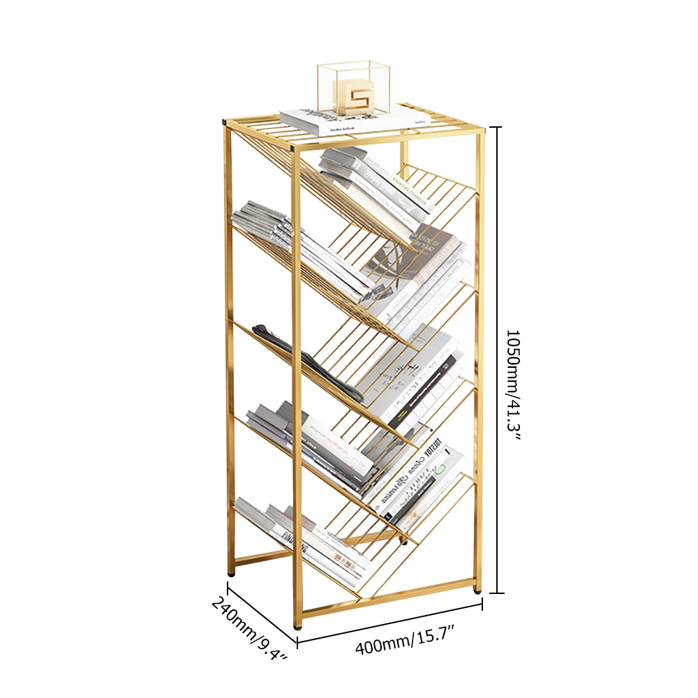 HMR - Mid-Century Rectangular Bookshelf in Gold