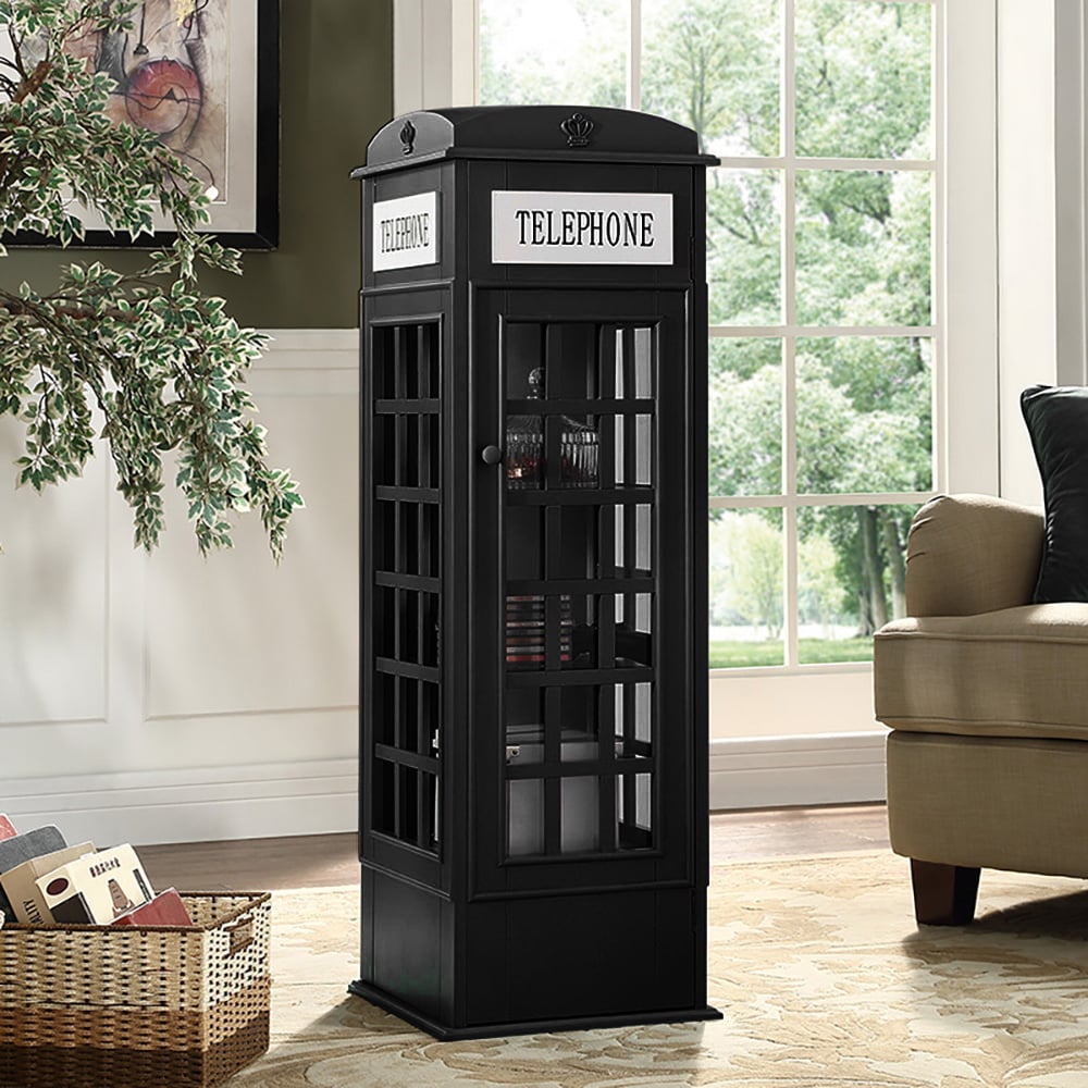 HMR Phone Booth-Shaped Retro Kid's Bookcase - Black