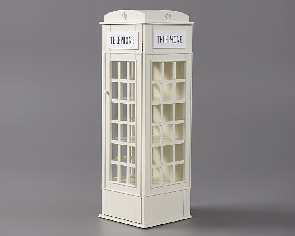 HMR Phone Booth-Shaped Retro Kid's Bookcase - Milky White