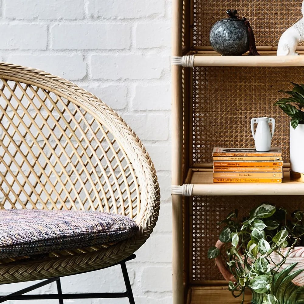 HMR - 59" Rattan Woven 4-Tier Display Bookshelf in Natural