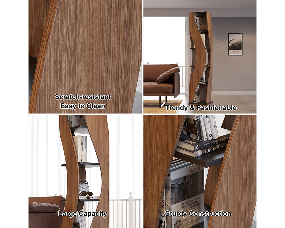 HMR Loft Geometric Narrow Bookshelf - Walnut