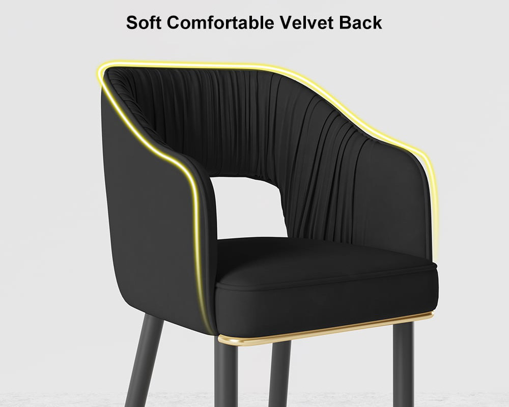 HMR Modern 43" Bar Stools with Velvet Upholstery - Black