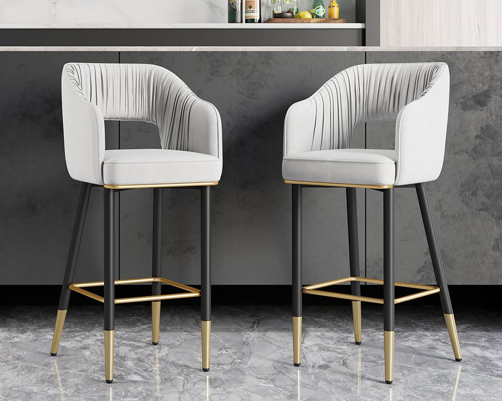 HMR - Modern 43" Bar Stools with Velvet Upholstery