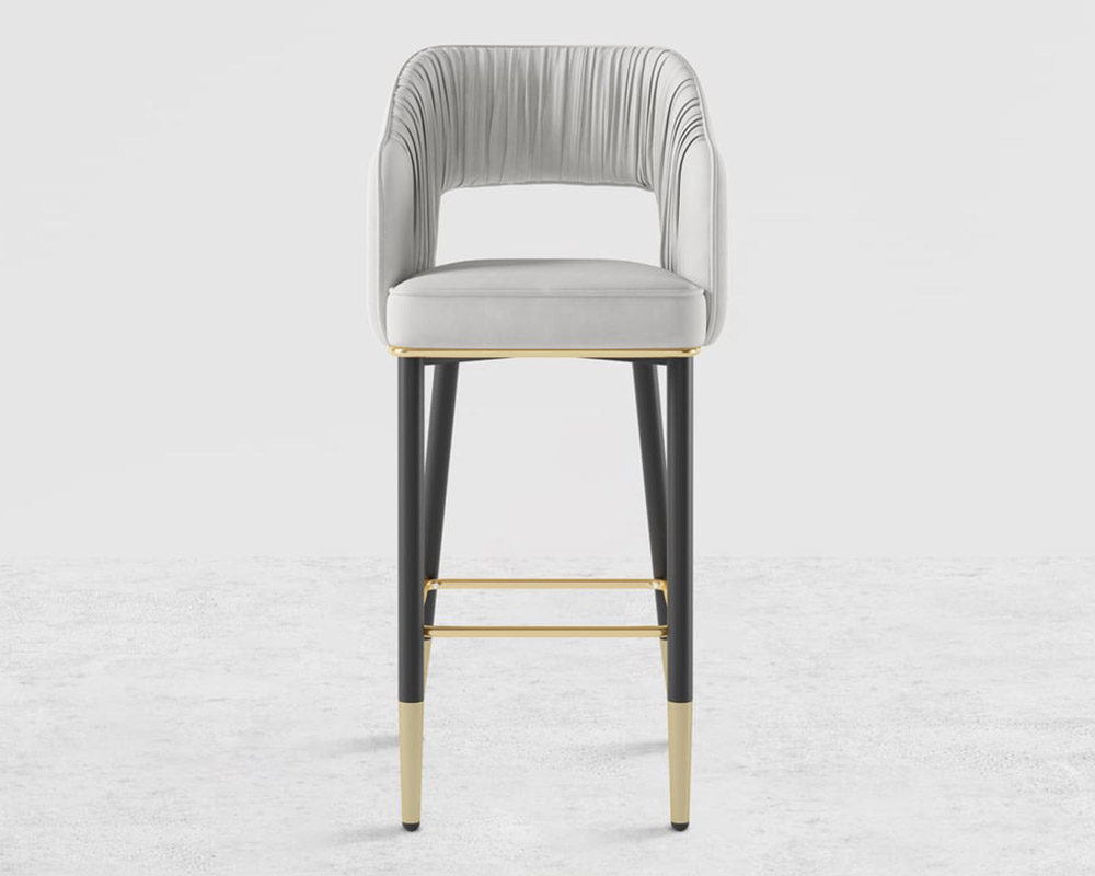 HMR Modern 43" Bar Stools with Velvet Upholstery - White