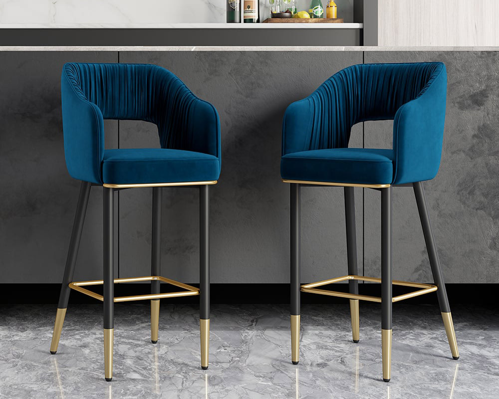 HMR - Modern 43" Bar Stools with Velvet Upholstery