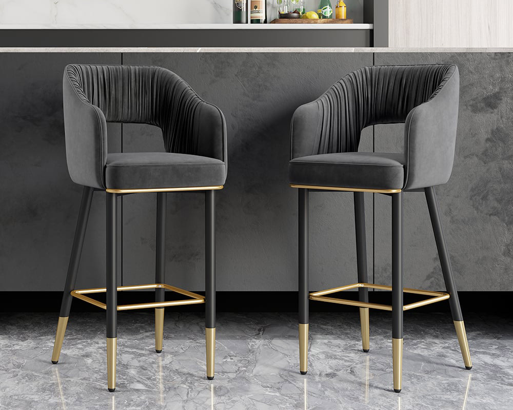 HMR - Modern 43" Bar Stools with Velvet Upholstery
