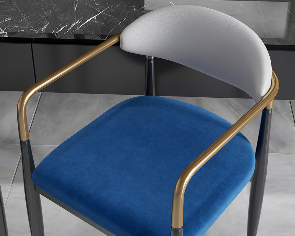 HMR Otrast Series Modern Dining Chairs with PU Leather Upholstery - Blue & White, 2-Pieces