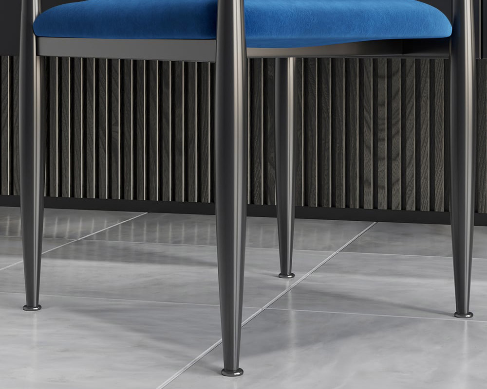 HMR Otrast Series Modern Dining Chairs with PU Leather Upholstery - Blue & White, 2-Pieces