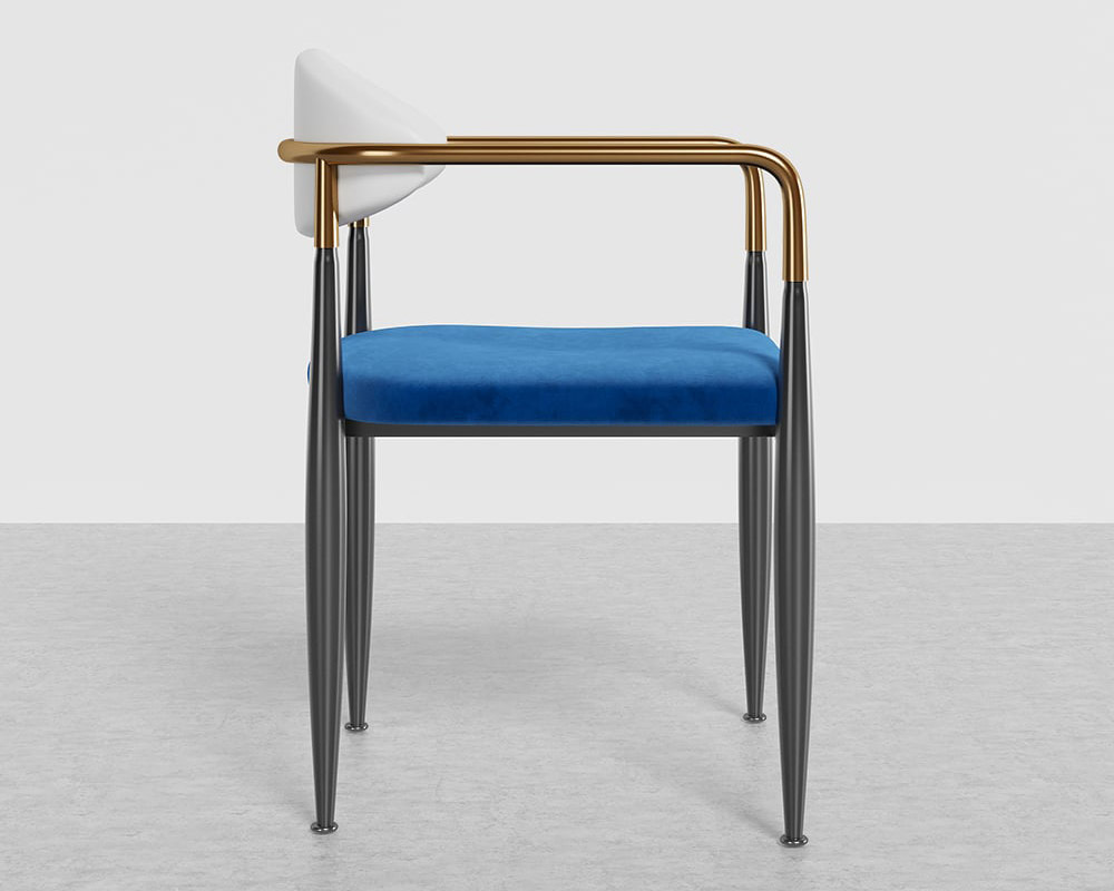 HMR Otrast Series Modern Dining Chairs with PU Leather Upholstery - Blue & White, 2-Pieces