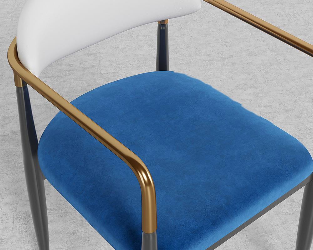 HMR Otrast Series Modern Dining Chairs with PU Leather Upholstery - Blue & White, 2-Pieces