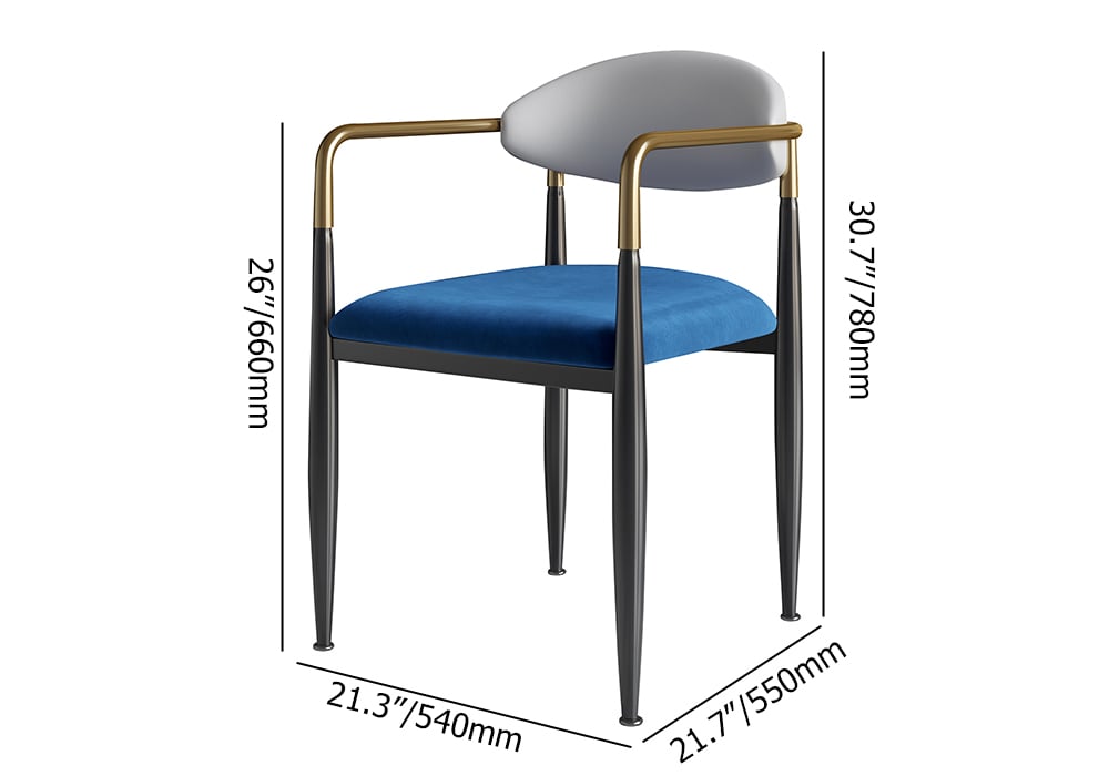 HMR Otrast Series Modern Dining Chairs with PU Leather Upholstery - Blue & White, 2-Pieces