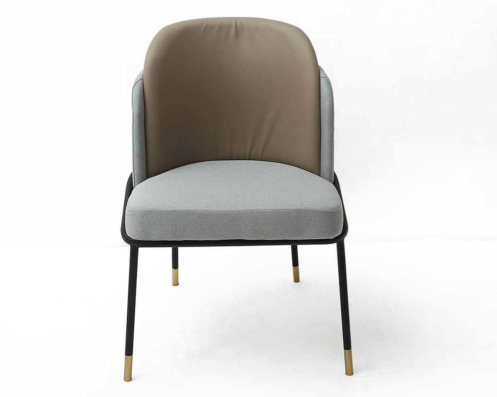 HMR Modern Dining Chairs with PU Leather and Linen Upholstery (Set of 2) - Gray