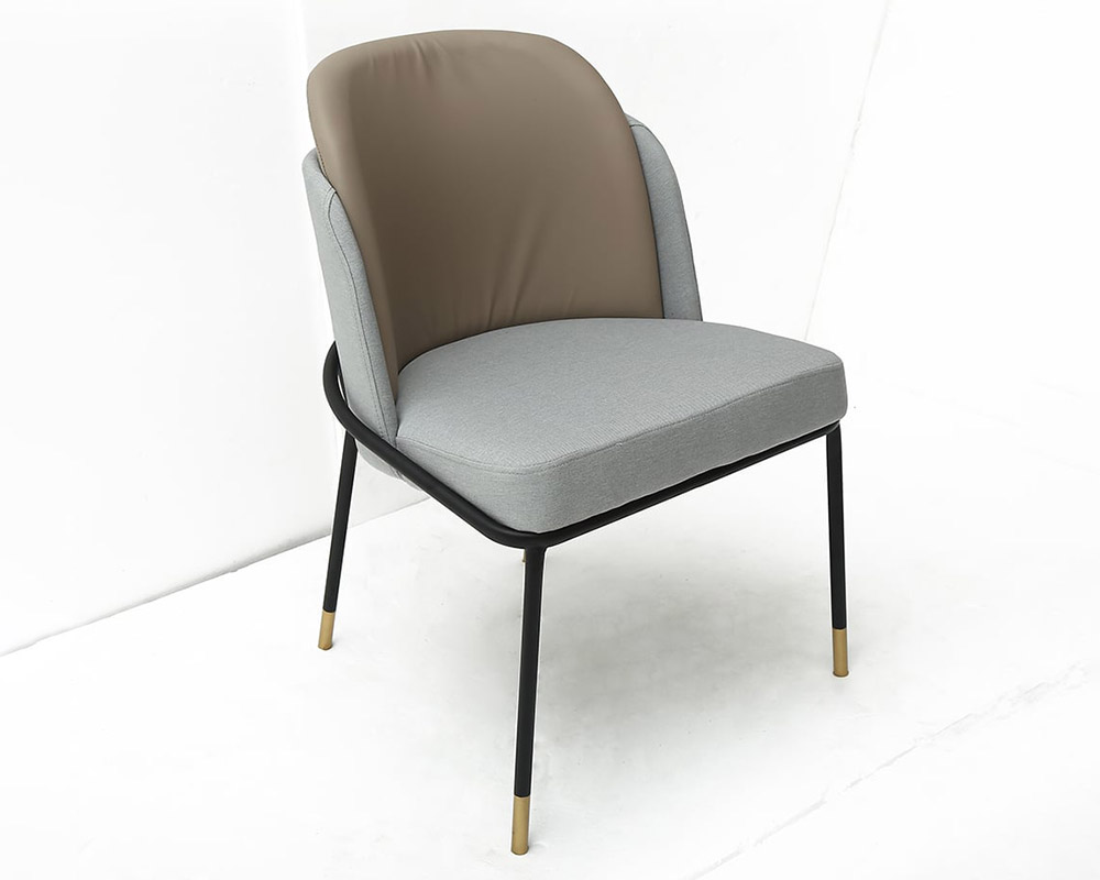 HMR Modern Dining Chairs with PU Leather and Linen Upholstery (Set of 2) - Gray