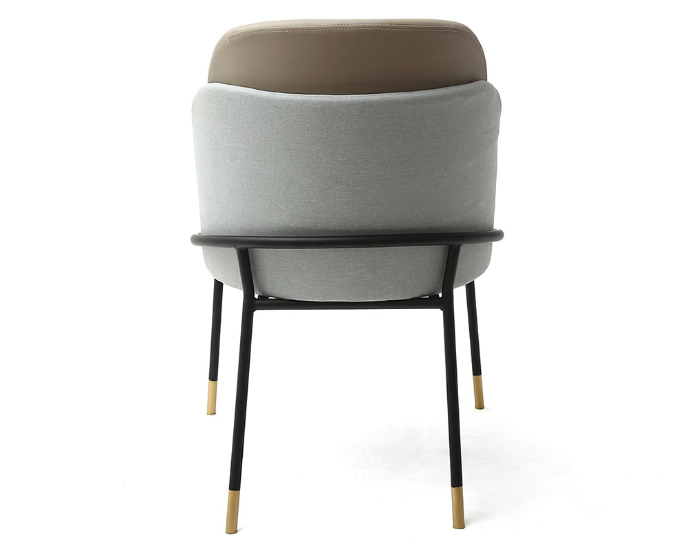 HMR Modern Dining Chairs with PU Leather and Linen Upholstery (Set of 2) - Gray