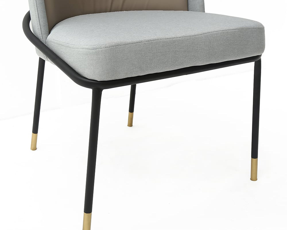 HMR Modern Dining Chairs with PU Leather and Linen Upholstery (Set of 2) - Gray