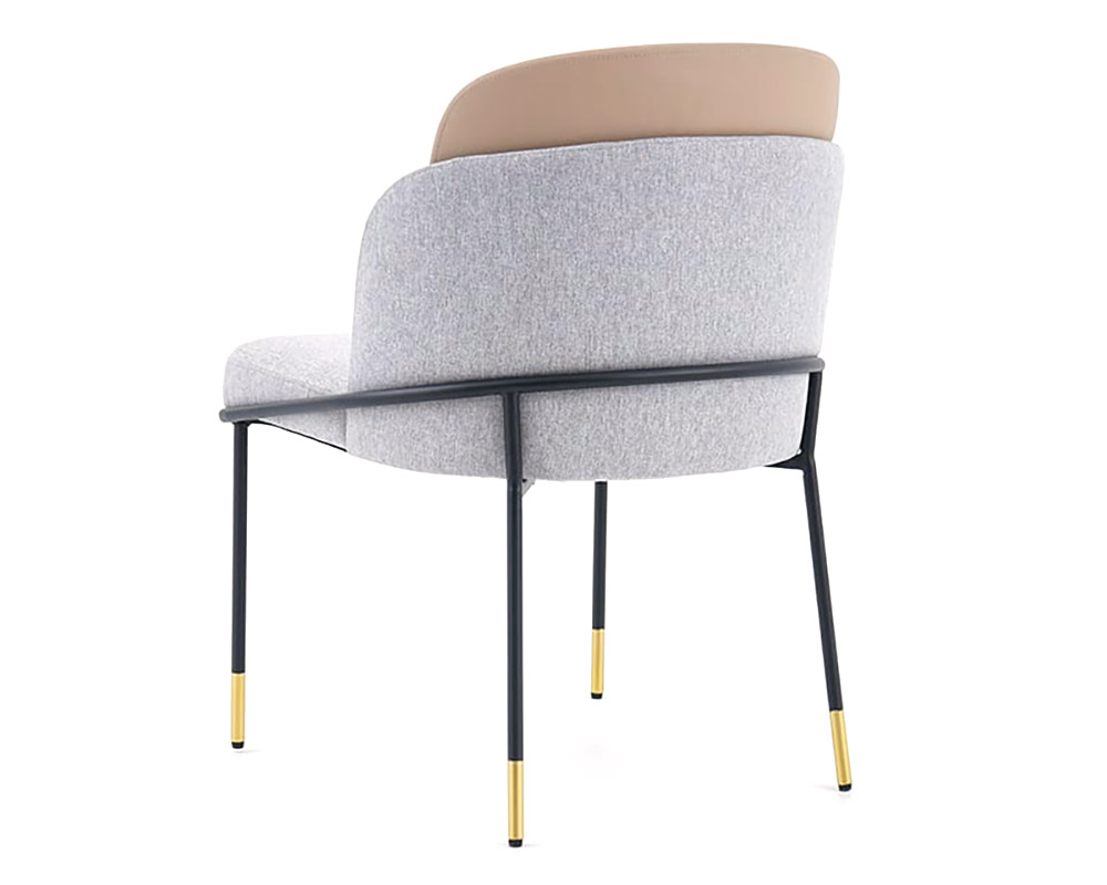 HMR Modern Dining Chairs with PU Leather and Linen Upholstery (Set of 2) - Khaki