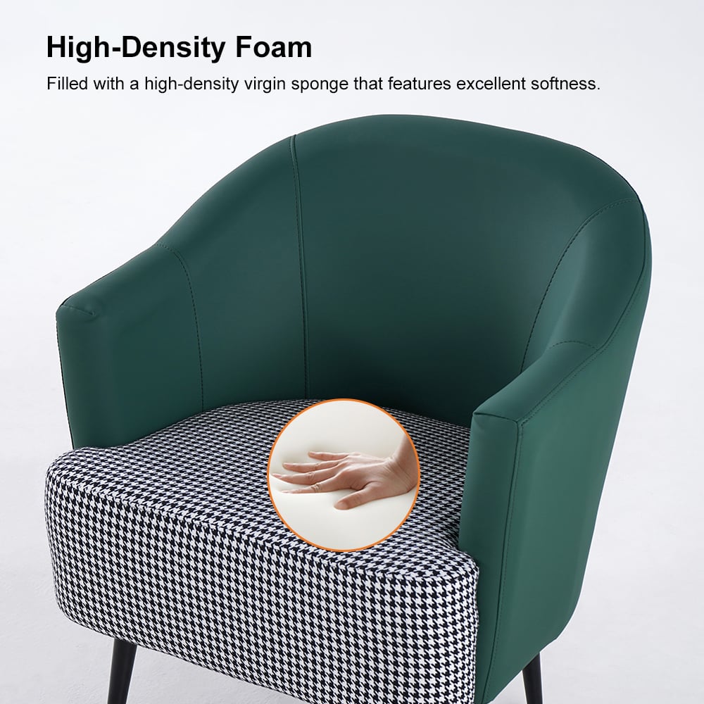 HMR Modern Houndstooth Accent Chair with Linen Upholstery - Green