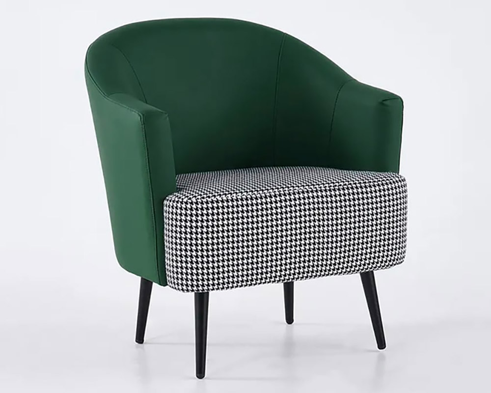 HMR Modern Houndstooth Accent Chair with Linen Upholstery - Green